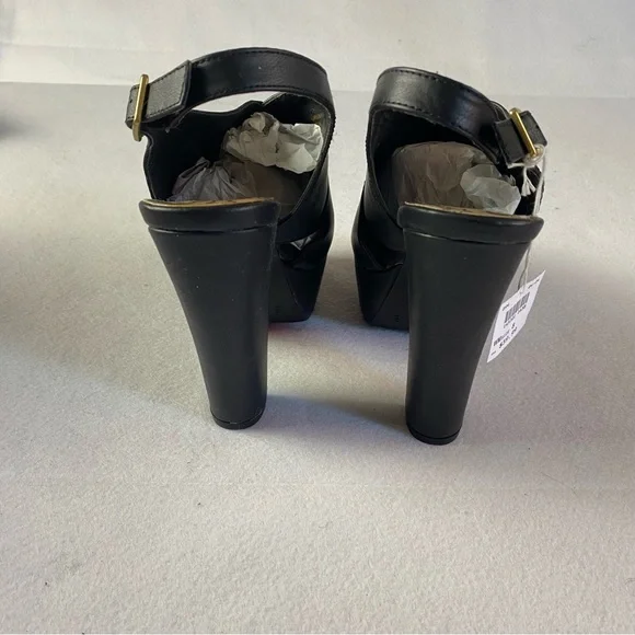 Black Peep Toe Platform Sandals women size 8 NWT 4” heel - Picture 3 of 6